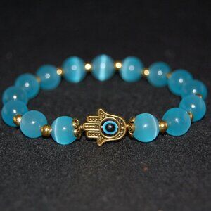 Hamsa Hand Bracelet,Cat Eye Like Beads,Colorful Bracelet